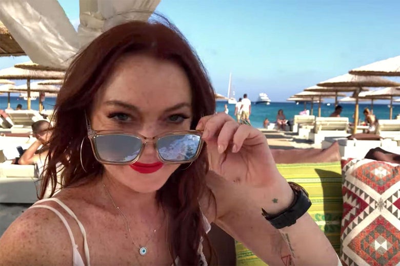 Lindsay Lohan on a boat.